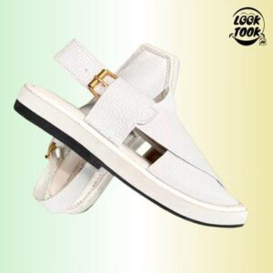 Kaptaan Peshawari Chappal - Handmade White
